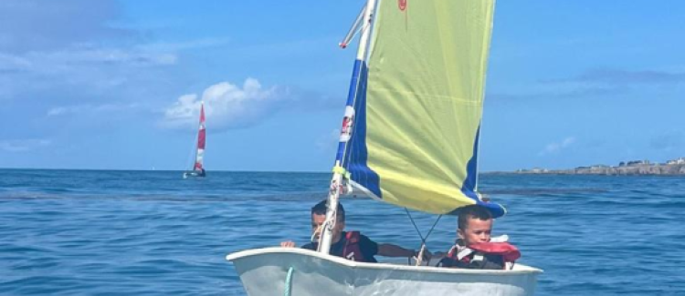 optimiste, voile, catamaran, enfants, plaisir